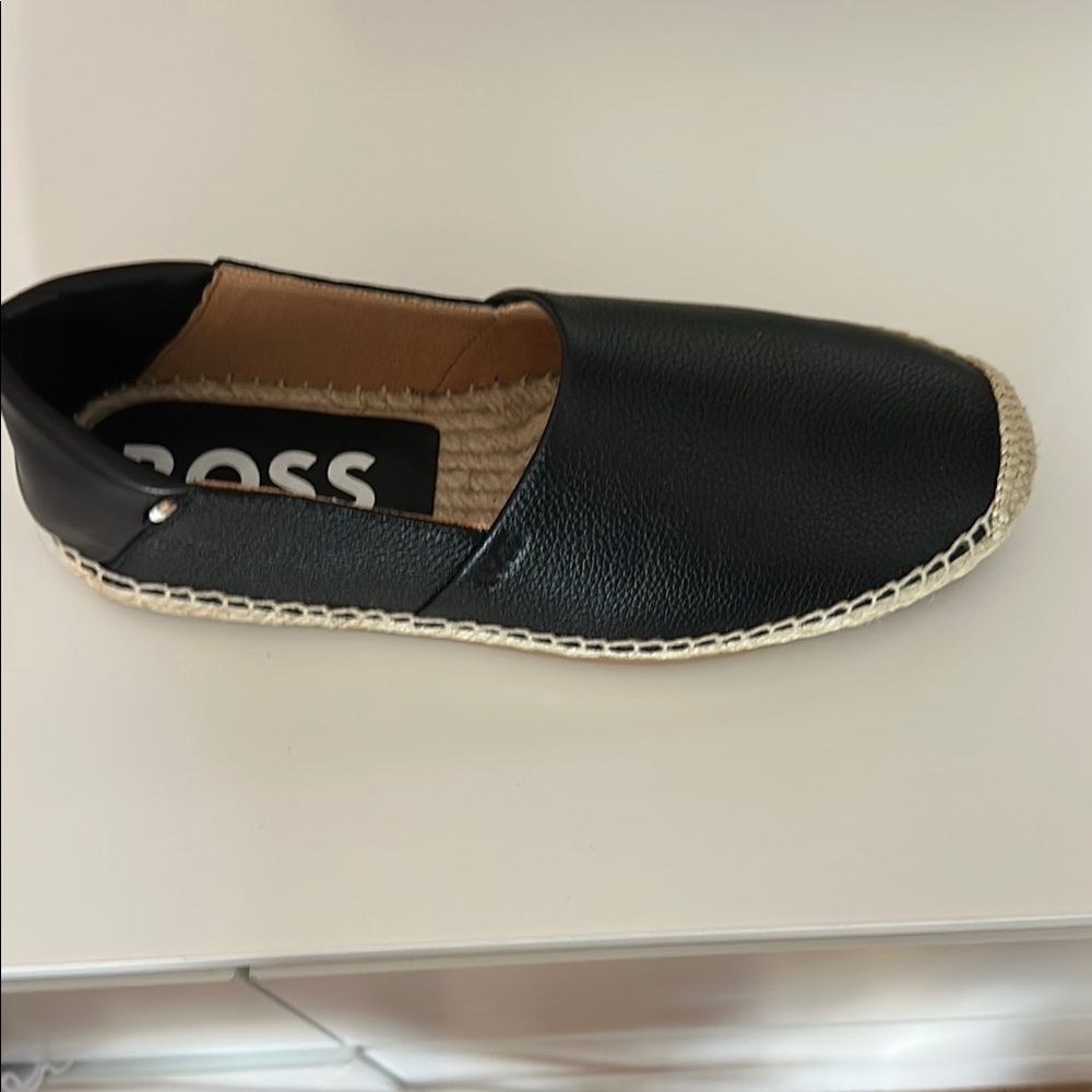 Boss Black Leather Loafers Slip-Ons